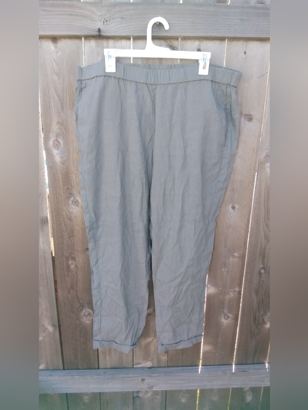 J. Jill Linen Grey Pants XL womens Elastic Pull On Relaxed Lagenlook Vacatio